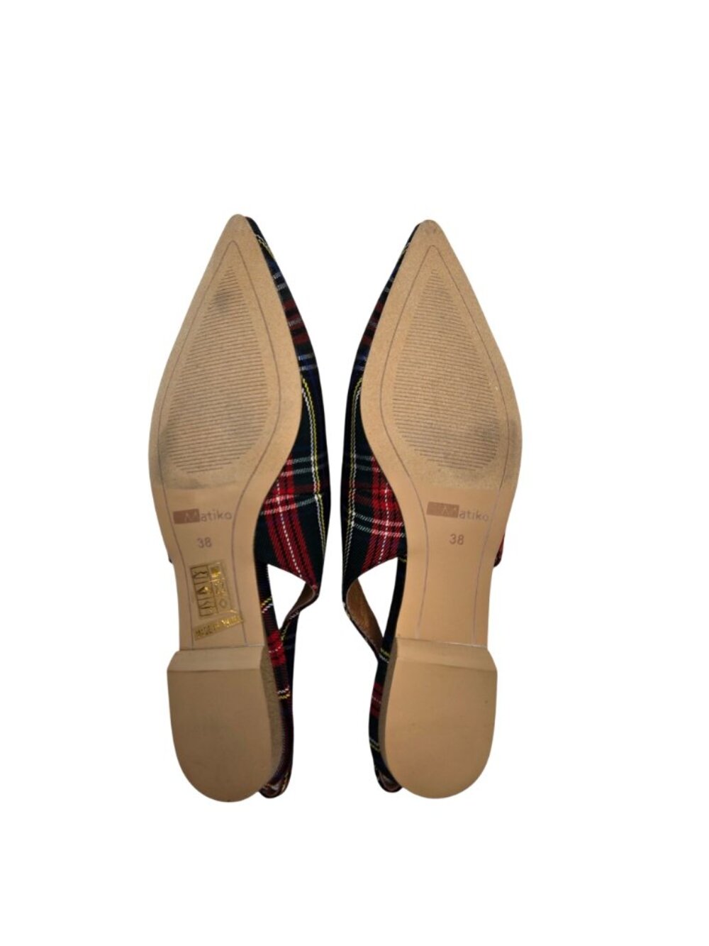 NWT/NIB Matiko Lori Pointy Toe Flats in Green Tartan Size 38/US 7.5 - Picture 7 of 8